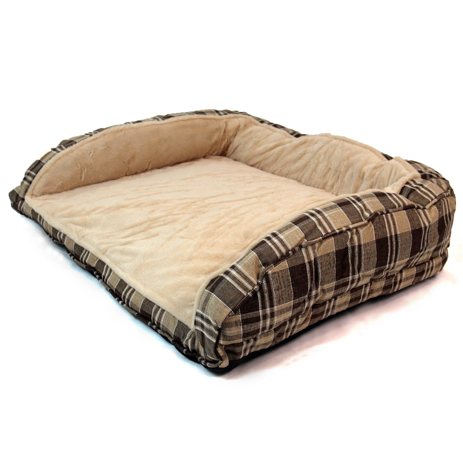 Easipet Deluxe Orthopaedic Soft Dog Sofa Bed in Tan Plaid 74001 Dogs.co.uk