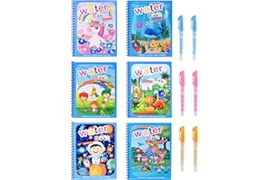 LUNEKUCK 6 Pezzi Libro di Pittura ad Acqua per Bambini con Penna Magica Riutilizzabile Magic Water Drawing Book 6 Temi Libro da Colorare ad Acqua Libro da Disegno Educativo Giocattolo per Bambini da 3 Anni