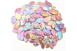 BTMIEY 500g Random Iridescent Leaves Ceramics Mosaic Tiles,Making Creative 3 Size Ceramic Mosaic Pieces for DIY Craft,Flowerpots, Vases, Cups, Garden Decor Mosaic Making Supplies (Purple)