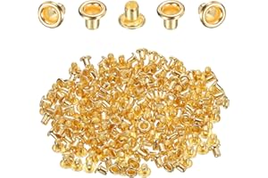 QUARKZMAN 100 Stück Ösen 2 mm Innen-Ø Messing Ösen Metallösen Rostfrei Einschlagösen Befestigungsösen für Planen Banner Leder Stoff Schuhe Handtaschen Vorhänge Bastel, Gold