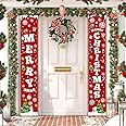 Merry Christmas Door Banner, New Year Outdoor Indoor Christmas Decorations, Christmas Banners Xmas Couplet Curtain Banner, Merry Christmas Banners for Home Wall Porch Front Door Party Decor