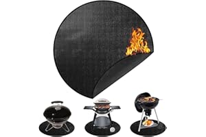 ZONKSTEE Fire Pit Mat, 24 Inch Round Fireproof BBQ Mat for Under Grill Oil Resistant, Fade and UV Resistant Material Outdoor Grill Protective Pad Accessories for Solo Stove Bonfire Smokers Garden Patio