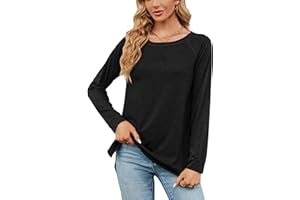 Migcaput Felpa da donna basic girocollo a maniche lunghe autunno inverno maglione casual top magliette