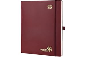 POPRUN Kalendarz 2024 2025 Tygodniowy Książkowy 26,5 x 21,5 cm, 17 Miesięcy od Sierp 2024 r. do Grud 2025 r, Twarda oprawa, 1 Tydzień 2 Strony, Papier z Certyfikatem FSC® 80 GSM - Burgund