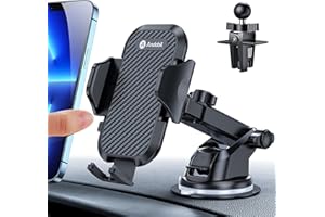 andobil Soporte Móvil Coche [Estable y Robusto de Vanguardia] 3 en 1 con Ventosa para Salpicadero/Parabrisa/Rejilla 360° Rotación Compatible con iPhone 14 Samsung Xiaomi