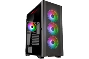 Kolink Stronghold Prism RGB Black Gaming PC Case EATX with Mesh Front, Removable Hood, Hinged Tempered Glass Door, 4 x Addressable RGB Fans 120 mm - Midi Tower Gamer PC Case