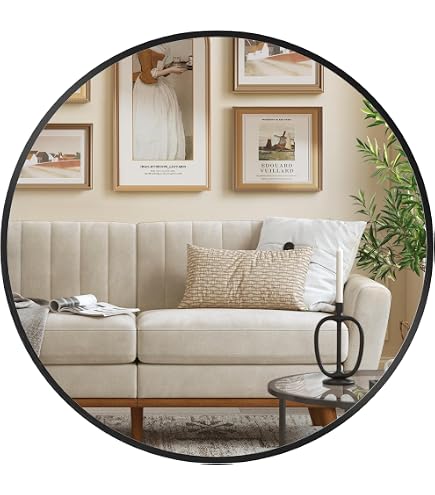 Miroir Mural Rond Décoratif 50x50 Cm Avec Cadre En Fer Doré - Élégant Et Moderne Pour Salon, Chambre, Salle De Bain Ou Entrée