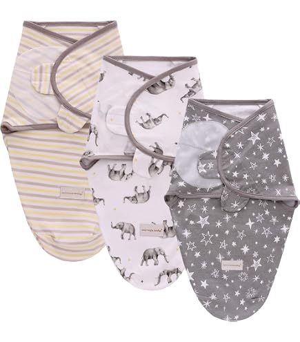 Swaddle Bebè Copertina Neonato WIRZUL Con Berretto - Swaddle Regolabile Per 1-12 Mesi - Cotone Morbido Swaddle Neonato - 4