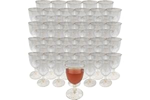VELLUSTRA 50 Elegantes Copas de Vino de Plástico Duro para vino, Cócteles, Postres (160ml) - Resistentes y Reutilizables - Bodas, Cumpleaños, Navidad, Fiestas