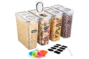 OSTBA APPLIANCE Contenitori Ermetici per Alimenti, 4 pezzi, 3.7L, Contenitori Plastica con Coperchio per Alimenti, Senza BPA, Dispensers Cereali, Contenitori Pasta, Muesli, Farina