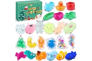 Lubibi Calendrier de L'Avent Mochi Squishy pour Enfant 2025, 24 Mochi Animaux Kawaii, Réutilisable, Jouets Anti-Stress, 24 Petites Surprises, Jours Cadeaux De Noël Surprise pour Garçons Et Filles