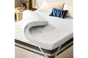 ‎BEDLORE BEDLORE Gel Topper 180x200cm mit 7,6cm Höhe Memory-Schaumstoff, Matratzentopper h2/h3 rutschfest und lindert Rückenschmerzen, Weiß