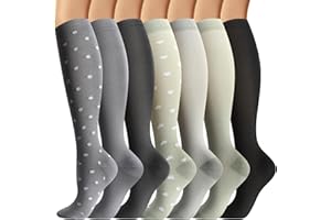Losvcbcx 7 paires de chaussettes de compression pour hommes et femmes de 15 à 20 mm de titane sont les meilleurs articles sportifs et médicaux pour les infirmières de course, de vol et de voyage