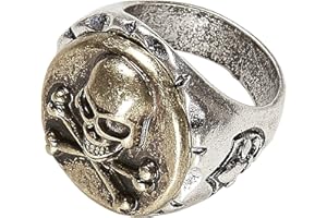 W WIDMANN MILANO Party Fashion 46738 - Ring mit Totenkopf und gekreuzten Knochen, Schmuck, Pirat, Seeräuber, Karneval, Mottoparty, Halloween