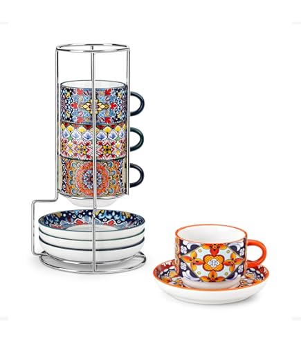 Gekleurde Thee- of Koffiekopjes met schotel - Set van 6 – Vivi Oggi