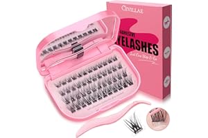 ‎CEVILLAE CEVILLAE Selbstklebende Wimpern Extensions Cluster Natürlich Falsche Wimpern Ohne Kleben 48 Stk Einzelne Wimpern Kein Kleber Wiederverwendbare Press On Lashes Extension Kit mit Pinzette, Spiegel