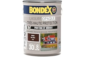 BONDEX - Lasure Opaque Très Haute Protection - Protège et Décore - Direct tous bois - Rendu parfait sans trace - 5 L - Brun RAL 8011