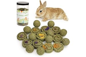 Episkey Bunny Chew Toys,Small Animal Treats Natural Timothy Grass Chew Toys,Grass Cake&Grass Ball Pet Snacks Molar Teeth Grinding Toy Chewing for Chinchillas Pig Dwarf Rabbit Gerbils