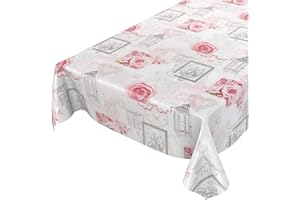 ANRO Obrus ceratowy, zmywalny, motyw róż, styl dworkowy, antyczny, szary, 100 x 140 cm