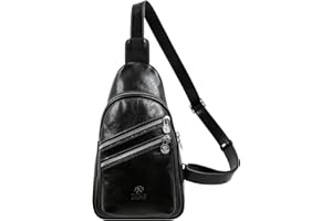 Time Resistance Zaino Monospalla Uomo in Vera Pelle Made in Italy – Marsupio Monospalla Uomo Realizzato a Mano da Esperti Artigiani – Zainetto Uomo Piccolo con Tracolla Regolabile (Nero)