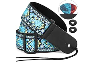 Anwenk Guitar Strap Acoustic Guitar Strap Bass Guitar Strap Woven Hootenanny Style Cool Vintage Pattern with Pick Pocket