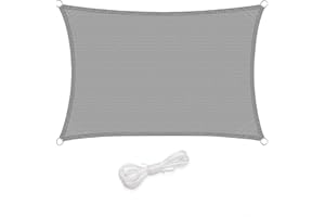 WOLTU Toldo Vela de Sombra Cuadrado 4x4 m HDPE Transpirable Anti Rayos UV Solar protección 85% Resistente y para Jardín, Patio, Exteriores Arena, Gris Claro