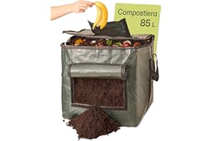 Praknu Piccola Compostiera da Giardino 85 L - Salvaspazio - Resistente alle Intemperie - Con Apertura per Ventilazione e Riempimento - Compostatore Rapido per Rifiuti da Cucina