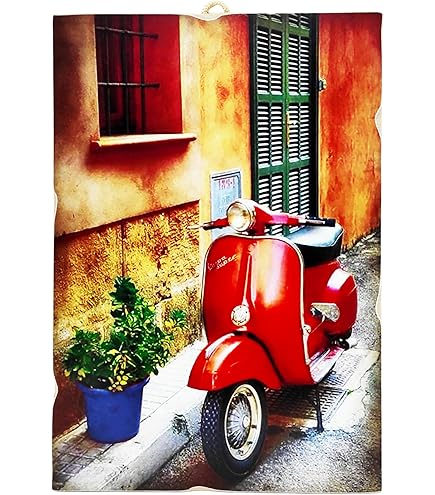 Quadro Vintage Scooter Pin Up - Stampa Su Legno 25x18 Cm Per Arredamento Retro - Foto 2