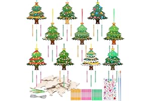 SRIZIAN 10 Stück Weihnachtsbaum Windspiel Bastelset Kinder, Anhänger Weihnachten Holz Basteln Windspiele für Kinder Mädchen Junge Geburtstagsfeier Dekoration DIY Kinderspielzeug