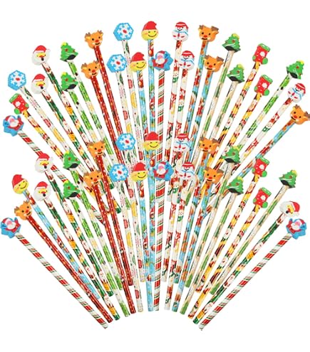 36-teiliges Weihnachts-Schreibwaren-Set – HB Bleistifte, Haftnotizen, Mini-Notizblöcke, Mit Radiergummi