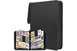 WISYOK Pokemon Card Binder 9 Pocket, 900 Pockets Trading Card Binder, PU Cards Collection Folder Holder Book with Zipper, Toploader Binders for Football-Card, TCG, MTG (Black)