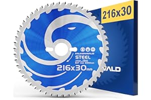 FALKENWALD ® Hoja de sierra 216 x 30 mm, ideal para acero – Hoja de sierra circular 216 x 30, compatible con Bosch GCM 8, Makita – 216 30, acero de carburo de tungsteno de