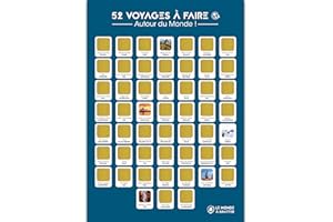 LE MONDE À GRATTER Poster à gratter Tour du monde - 52 lieux à voir dans sa vie - Format A3 - Encre dorée agréable et sans traces - Cadeau parfait pour voyageur