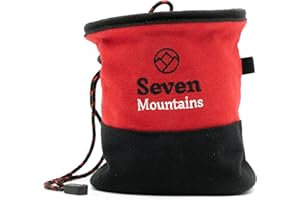 Seven Mountains Accesorios para boulder como set o individualmente – para un agarre especialmente seguro – Bolsa de tiza negra y roja con cepillo de bambú y bola de tiza – el equipo perfecto