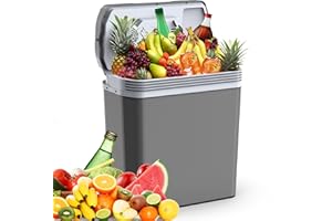 PUREMY 24 Litre Cool Box, 2-in-1 Electric Cool Box, 12 V, 230 V, Cooling and Heating, Mini Fridge with Eco & Max Mode, for Car and Home, Quiet