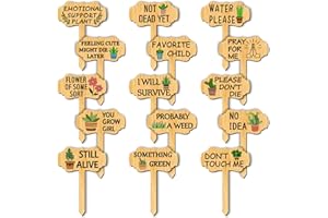 arricraft 15 Pcs Funny Plant Labels, Wooden Markers Flowers T Type Tags Garden and Greenhouse Labels with Printed Words Garden Tags for Indoor and Outdoor Potted Vegetables