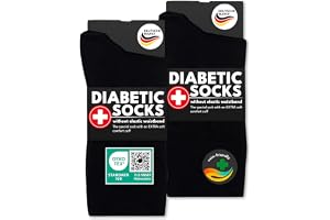 6 Par Diabetiker Strumpor med Komfort Midjeband utan Gummi & utan Söm Herr & Dam 97% Bomull