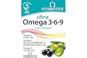 Vitabiotics Ultra Omega 3-6-9 Nutritional Supplements Capsules from Fish Oil Olive Oil Pumpkin Seed and Blackcurrant Oil