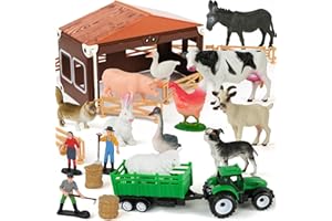 HOTUT Figurki zwierząt hodowlanych, 11 sztuk zestawu stodoła na farmie, realistyczne figurki zwierząt z podwórka, zabawki zwierząt gospodarskich dla dzieci, mini figurki zwierząt gospodarskich dla 3+