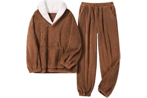 ESHOO Girls Boys Fuzzy Pants Set Fleece 2 Piece Outfits Kids Fall Winter Flannel Loose Fluffy Pullover Sweatshirt Top Pants Loungewear Homewear