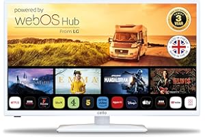 Téléviseur Intelligent Traveller 32 Pouces 12 V Cello White, WebOS Ultra-Rapide, Freeview Play, FreeSat, Bluetooth, Netflix, Apple TV et DAZN pour Camping-Cars, caravanes et camions [2025]
