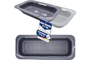 Netrox Bandeja Extensible para Fregadero - Bandeja Coladora de Cocina Ajustable para Escurrir - Colador para Fregadero Apto para Lavavajillas - Colador Escurridor para Pasta, Verduras, Frutas