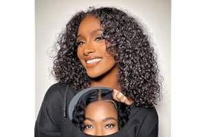 TNICE Perruque Cheveux Humain Sans Colle Glueless Wig Human Hair 4x4 Pre Cut Lace Wig Perruque Bresilienne Pre Plucked Hairline Bouclée Sans Colle Pour Femme 180% Density Couleur Naturelle 16 pouces (40cm)