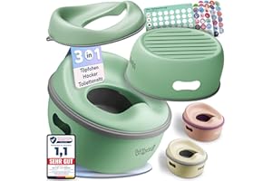 VALY & OLI Valy&Oli® 3in1 Töpfchen für Kinder - Toilettensitz Kinder & Hocker- Ergonomisch, Bequem & Vielseitig - Leicht zu reinigen & sicher - Potty & Tritthocker Kinder - Ab 18 Monaten - Grün