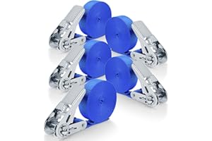 Lociban 5 Pezzi 4m Cinghie A Cricchetto,Cinghie Di Fissaggio da 6mx 25mm,Sicura Del Carico Resistenza Fino a 800kg,Cinghia Fissaggio Per Moto Bicicletta Mobili