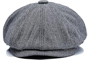 Ueither Unisex Gorras de Boina Sombreros Baker Boy Newsboy Casquillo Plano 8 Panel Herringbone Tweed Flat Cap Gatsby Hat