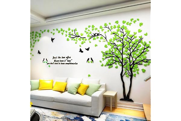 Stickers Muraux Arbre - Stickers 3D DIY Mural Autocollants Arts Décoration de la Maison pour le Salon Chambre Sticker (Vert Droite,S-200 * 100cm)