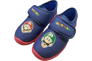 LEOMIL SUPER MARIO Hausschuhe Junge und Mädchen von 2 bis 8 Jahre, Lustige Hauspatschen mit Mario Motiv, Pantoffeln Jungs mit Klettverschluss, Mario Kart Puschen, ideal fur Kindergarten, Blau