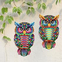 KTCINA 2Pcs Owl Wall Decor Metal Owl Wall Art Hanging Ornament ...