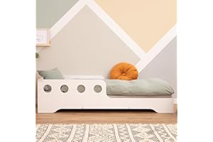 smartwood Letto bambini 90 x 180 TILA 6C - letto montessori bambini con ringhiera - diverse opzioni di aspetto - lettino bambino singolo 180x90 - Bianco